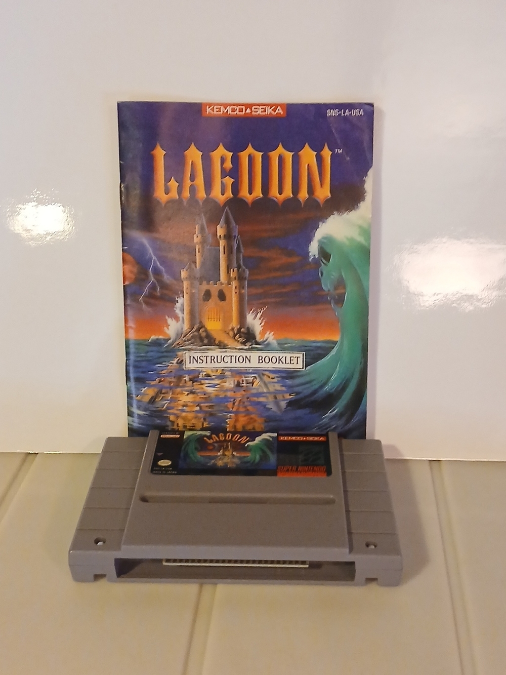 Lagoon SNES Super Nintendo Instruction Booklet & Cartridge - Gray